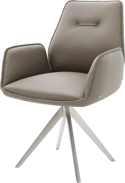 Esszimmerstuhl Zoa-Flex Echt-Leder Schlamm Kreuzgestell kantig Edelstahl Taschenfederkern