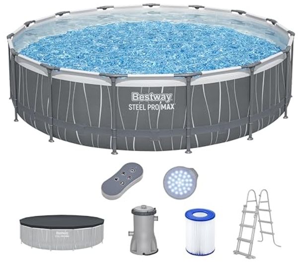 Steel Pro MAX™ Frame Pool Komplett-Set mit Filterpumpe Ø 457 x 107 cm, LED-Design, rund