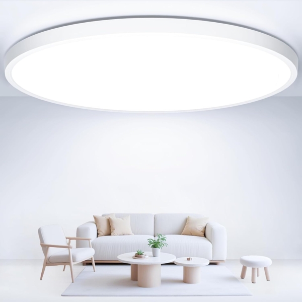 Deckenlampe LED Deckenleuchte Flach Rund - Ø40CM 36W 4000LM Modern 6500K Kaltweiß Led Lampe Decke IP44 Deckenbeleuchtung für Badezimmer Schlafzimmer Wohnzimmer Küche Bad Keller Flur Balkon Ultra Dünn