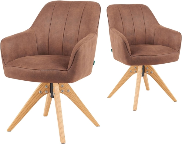 DUBI Möbel Polsterstuhl Mika-Noah, Federkern, Eiche geölt, 360° drehbar im 2er-Set