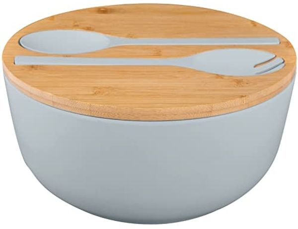 BRUNNER Schüssel Camping Salatschüssel Greenkick Brett, Melamin, Bambus-Holz, Salat Besteck Melamin Bambus Ø25cm