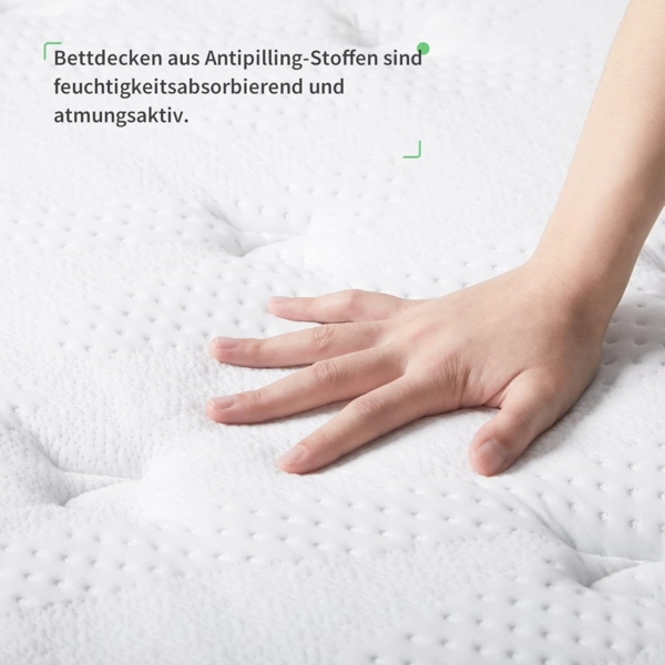 Novilla Matratze 120x190 Tonnentaschenfederkernmatratze Höhe 27cm Härtegrad H3 Öko Tex Zertifiziert Rollmatratze mit Gel Memory Schaum Mittelfest Punktelastizität Bild 4
