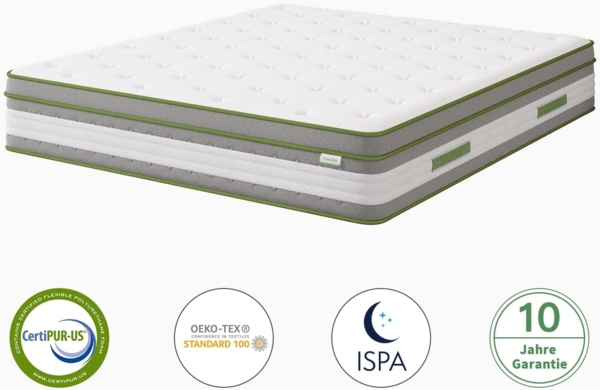 Novilla Matratze 120x190 Tonnentaschenfederkernmatratze Höhe 27cm Härtegrad H3 Öko Tex Zertifiziert Rollmatratze mit Gel Memory Schaum Mittelfest Punktelastizität Bild 6