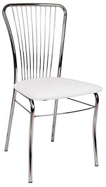 Dmora - Moderner Stuhl aus Kunstleder, für Esszimmer, Küche oder Wohnzimmer, cm 54x45h93, weiße Farbe