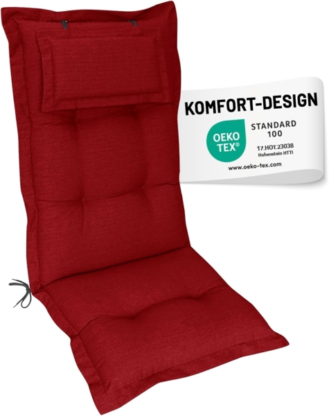Herlag Hochlehnerauflage Ava Gartenstuhlauflage Hochlehner, abnehmbares Kopfpolster, 123x50x9cm, Gartenmöbelauflage 123x50x9cm, Kopfpolster Bild 1