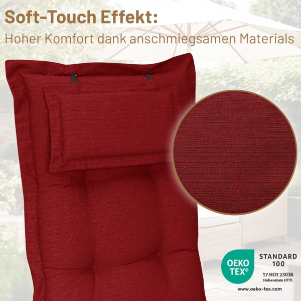 Herlag Hochlehnerauflage Ava Gartenstuhlauflage Hochlehner, abnehmbares Kopfpolster, 123x50x9cm, Gartenmöbelauflage 123x50x9cm, Kopfpolster Bild 5