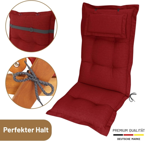 Herlag Hochlehnerauflage Ava Gartenstuhlauflage Hochlehner, abnehmbares Kopfpolster, 123x50x9cm, Gartenmöbelauflage 123x50x9cm, Kopfpolster Bild 6