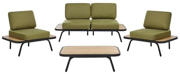 Lounge Set mit Tisch MINOZZO Zertifiziertes Akazienholz Olivgrün