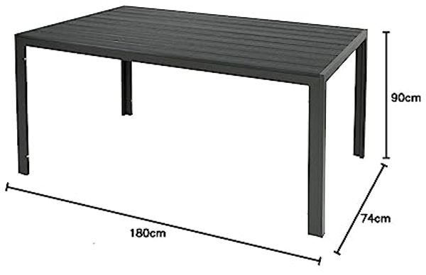XL Non-Wood Gartentisch Outdoortisch Aluminium Anthrazit / Grau 180x90cm Bild 2