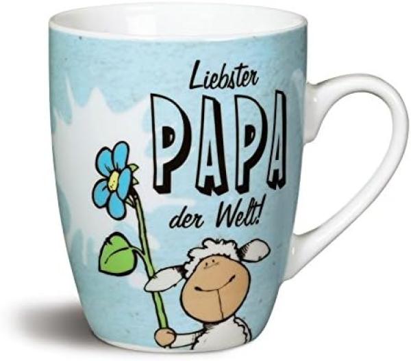 Nici 40009 Fancy Mugs Tasse Liebster Papa der Welt!, Porzellan, Blau, 10. 5 x 12 x 8. 5 cm