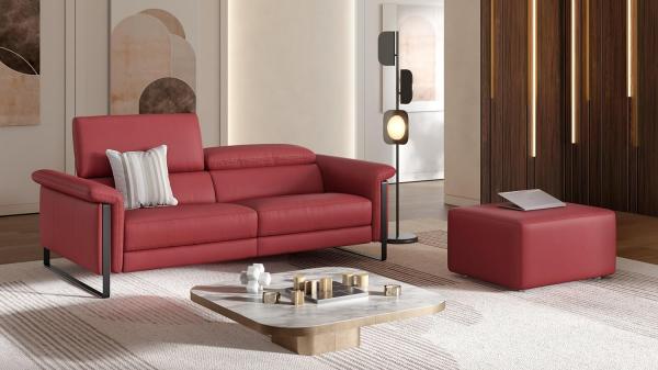 Sofanella Zweisitzer Palma Ledercouch elektrisch verstellbare in Creme Bild 7