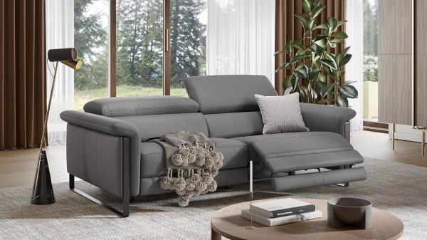 Sofanella Zweisitzer Palma Ledercouch elektrisch verstellbare in Creme Bild 2