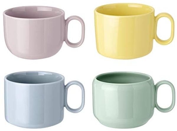 Rig-Tig MIX-N-MATCH buntes Tassen-Set, 4-tlg, Kaffeetasse, Becher, Steingut, Blau, Gelb, Pink, Grün, Z00141