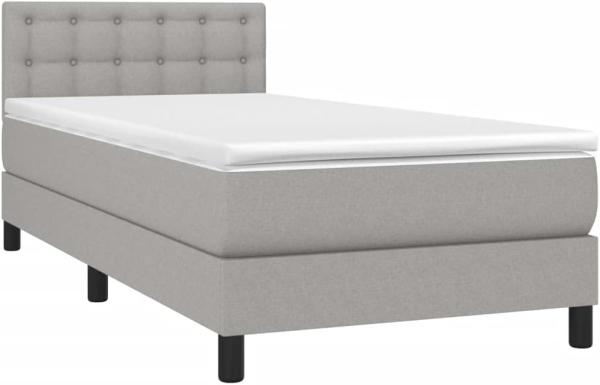 vidaXL Boxspringbett mit Matratze & LED Hellgrau 100x200 cm Stoff 3133453