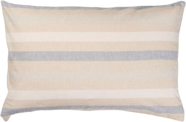 Ib Laursen Kissenbezug Kissenhülle 50x70cm Natur Weiß Hellblau Gestreift 6246-00
