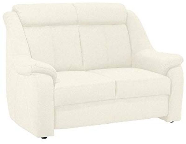 Cavadore 2-Sitzer Beata / 2er Ledercouch im modernen Design / 138 x 98 x 92 / Echtleder Weiß