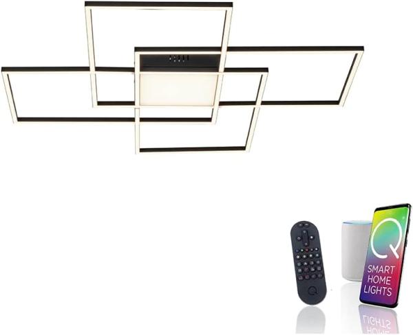 Paul Neuhaus 6073-18 Q-ASMIN LED Deckenleuchte 80x80 cm schwarz Smart Home