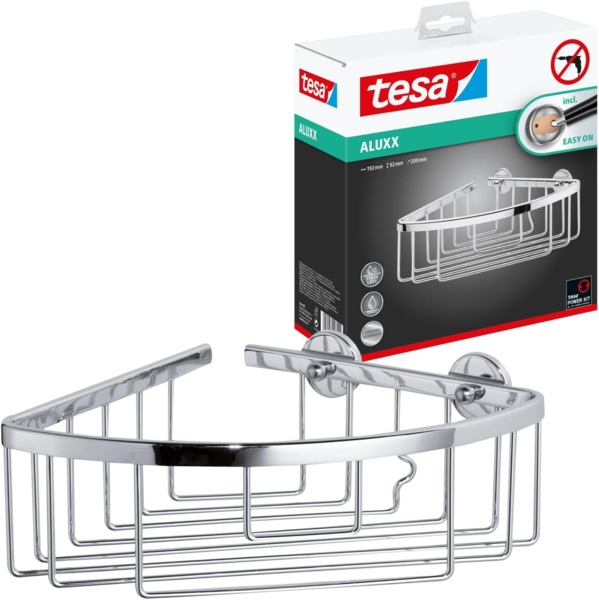Tesa Eckduschablage Aluxx verchromt inkl. Klebelösung