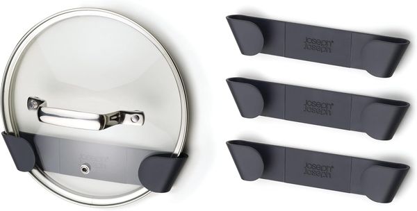 Joseph Joseph CupboardStore Set mit 4 Topfdeckel Halterungen – Grau