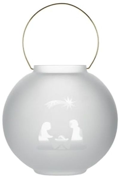 Räder Gefrostetes Glaswindlicht Krippe D. 18cm H. 17cm