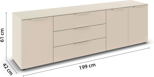 rauch Schubkastenkommode Kommode Türkommode Sideboard Kombikommode FLIPP (Breite 200 cm mit 2 Einlegeböden), 3-türig mit 3 Schubladen und Soft-Close-Funktion Bild 3