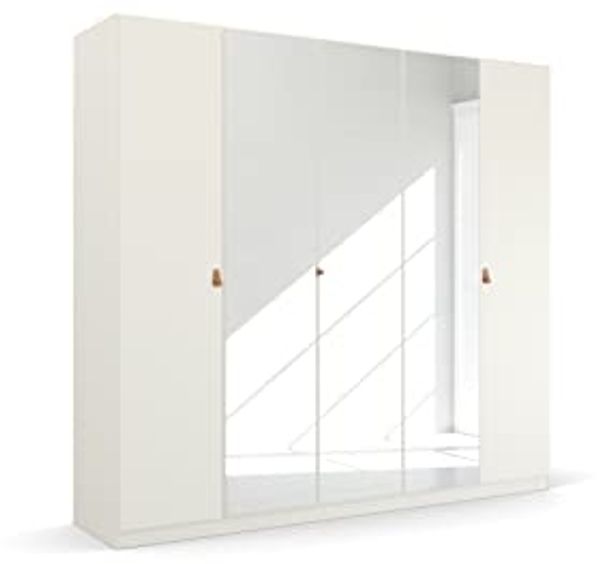 Rauch Möbel Homey by Quadra Spin Schrank Drehtürenschrank, Weiß, 5-trg. mit Spiegel, inkl. 3 Kleiderstangen, 3 Einlegeböden, BxHxT 226 x 210 x 54 cm
