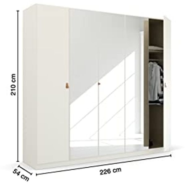 Rauch Möbel Homey by Quadra Spin Schrank Drehtürenschrank, Weiß, 5-trg. mit Spiegel, inkl. 3 Kleiderstangen, 3 Einlegeböden, BxHxT 226 x 210 x 54 cm Bild 3