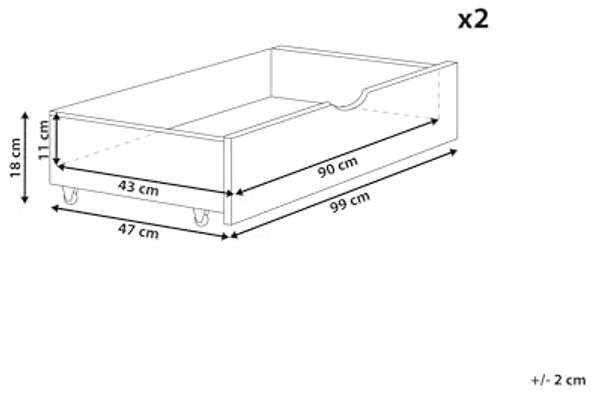 Bettschublade 2er Set Kiefernholz CRONAT Weiß Bild 3