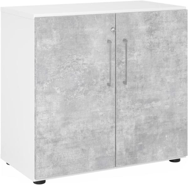 Serie 9' Schrank, Weiß/Beton, BxTxH 80 x 42 x 74,8 cm