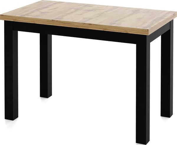 WFL GROUP Esstisch Arden rechteckig platzsparender mit schwarzen Massivholzbeinen (MADE IN EU, 100x60 cm Skandi, Loft & Industrieller Stil), moderner Tisch in Holzoptik für Küche, Esszimmer oder Wohnzimmer