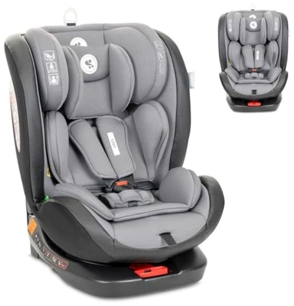 Lorelli Kindersitz Ares i-Size (40-150cm) Isofix, verstellbar, Sitz 360° drehbar hellgrau