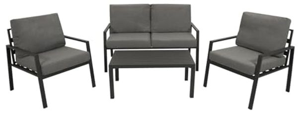 DEGAMO Gartenlounge-Set VANCOUVER 4-teilig, Aluminium anthrazit, Polster grau, wetterfest