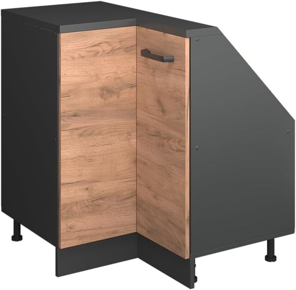 Dachschrägenschrank Eckschrank Rion Goldkraft Eiche/Anthrazit 75.6 x 81.6 cm mit 1 Tür Vicco