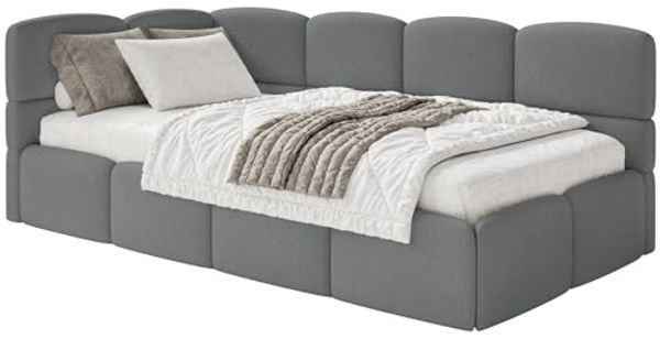 Selsey 'Cloudy' Jugendbett 120 cm, Bettkasten, Chenille, Kopfteil links, Dunkelgrau