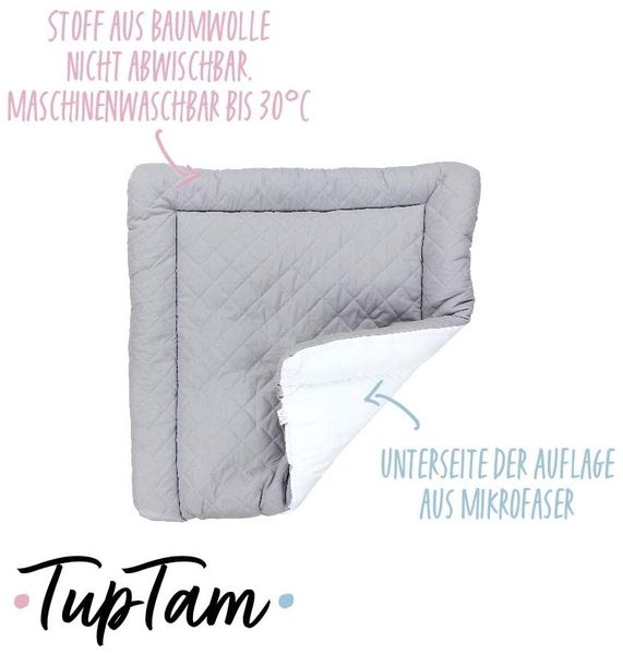TupTam Baby Wickeltischauflage mit Baumwollbezug Gemustert, Farbe: Grau Gesteppt, Größe: 70x70 cm Bild 3