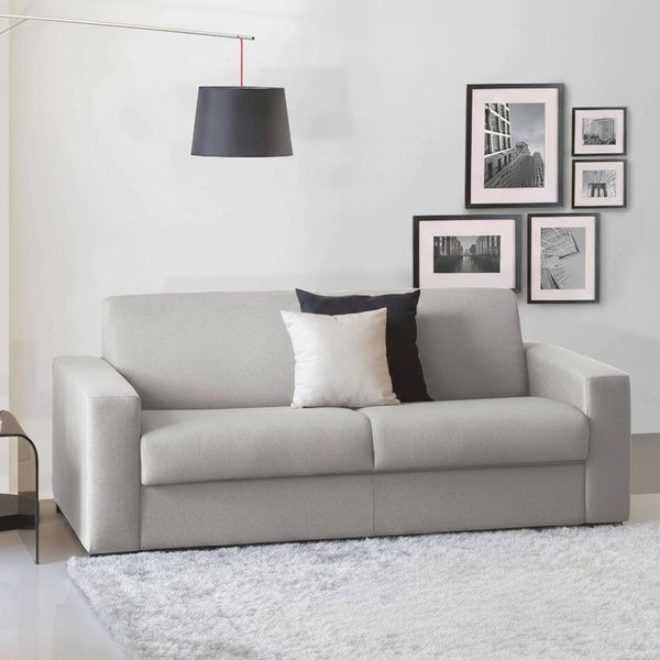 Talamo Italia - Schlafsofa Alexis, Großes 2-Sitzer-Sofa, 100% Made in Italy, Wohnzimmersofa mit drehbarer Öffnung, aus gepolstertem Stoff, mit Standard-Armlehnen, Cm 200x95h90, Grau