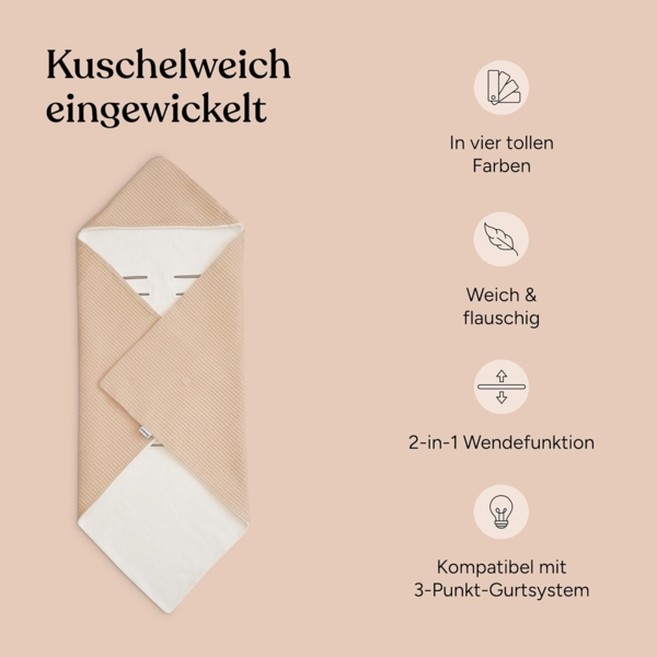 Einschlagdecke Babyschale, Babydecke für Kindersitz oder Kinderwagen, Ehrenkind, kuschelige Decke für Babys, Für das ganze Jahr Bild 3