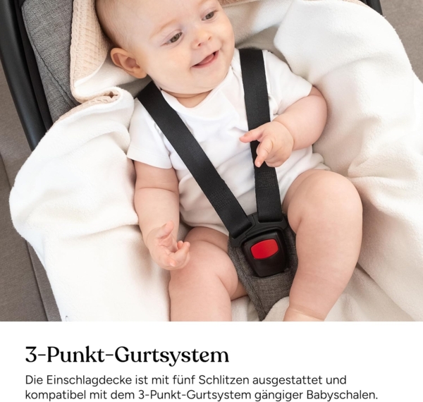 Einschlagdecke Babyschale, Babydecke für Kindersitz oder Kinderwagen, Ehrenkind, kuschelige Decke für Babys, Für das ganze Jahr Bild 6