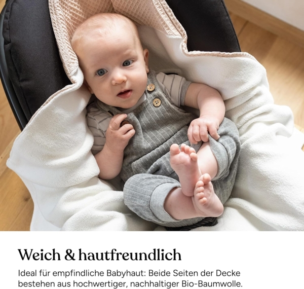 Einschlagdecke Babyschale, Babydecke für Kindersitz oder Kinderwagen, Ehrenkind, kuschelige Decke für Babys, Für das ganze Jahr Bild 4