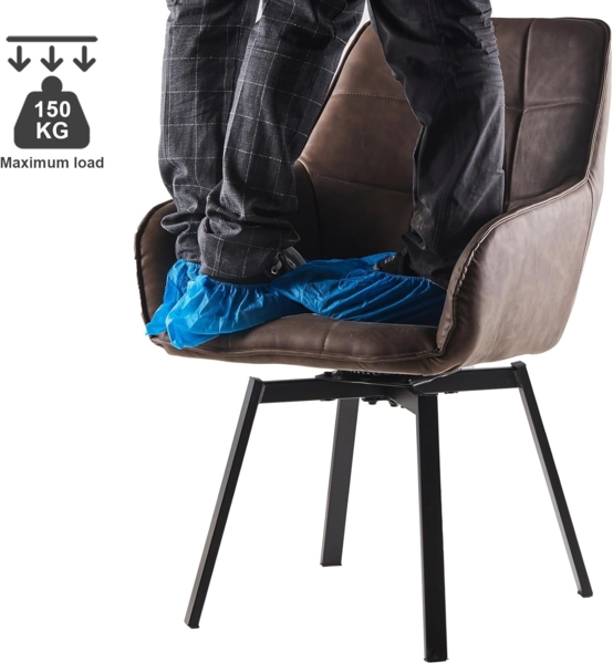 TUKAILAI Esszimmerstühle Drehbar, Drehstuhl esszimmer Kunstleder mit Armlehnen Rückenlehne Gepolsterter Sitz Metallbeine, Armlehnstuhl Küchenstühle Polsterstuhl Sessel für Küche (Braun) Bild 8