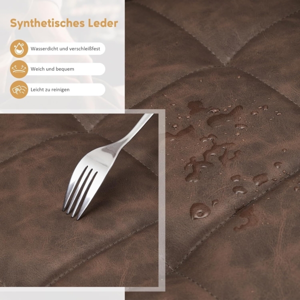 TUKAILAI Esszimmerstühle Drehbar, Drehstuhl esszimmer Kunstleder mit Armlehnen Rückenlehne Gepolsterter Sitz Metallbeine, Armlehnstuhl Küchenstühle Polsterstuhl Sessel für Küche (Braun) Bild 5