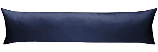 Mako-Satin Seitenschläferkissen Bezug uni / einfarbig dunkelblau 40x145 cm von Bettwaesche-mit-Stil