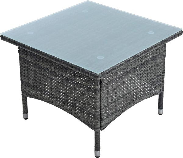 Beistelltisch Tisch Polyrattan Gartentisch Rattan Balkontisch Anthrazit-Grau