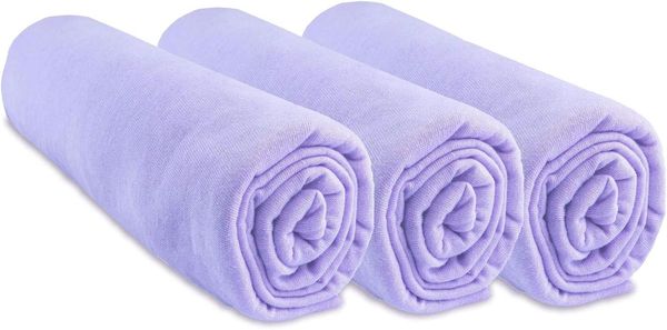 Lot de 3 Draps housse Coton pour lit Bébé 60x120 - 8 coloris disponibles (Parme)