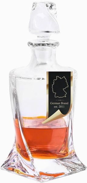 Intirilife Karaffe, (Edle Whiskey Karaffe - Füllmenge 800 ml, 1-tlg, Edle Whiskey Karaffe - Füllmenge 800 ml), Decanter für Rum, Vodka, Scotch und vieles mehr