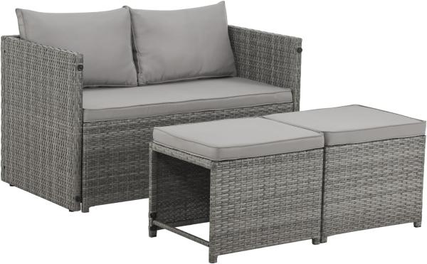 SVITA Gartenlounge-Set ATHINA, Platzsparend, umbaubar, Tisch und Sofa in einem, Grau