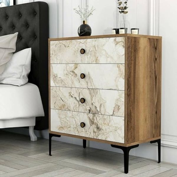 Dmora Kommode Aether 76 x 40 x 90.7h cm Braun 4 Schubladen
