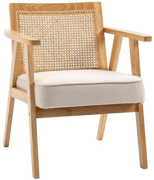 HOMCOM Relaxsessel Wohnzimmer Relaxsessel mit Armlehnen, Sitzkissen (Loungesessel, 1-St, Lesesessel), Polstersessel für Schlafzimmer Creme