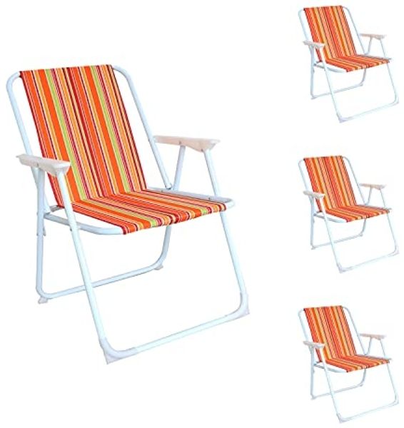 4er Campingstuhl Outdoor Klappstuhl Gartenstuhl Tropisch gestreift