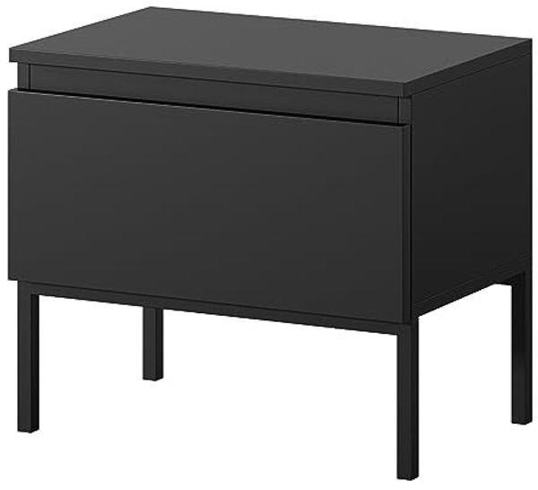 Selsey Bemmi - Nachttisch Nachtschrank Schwarz mit Metallbeinen